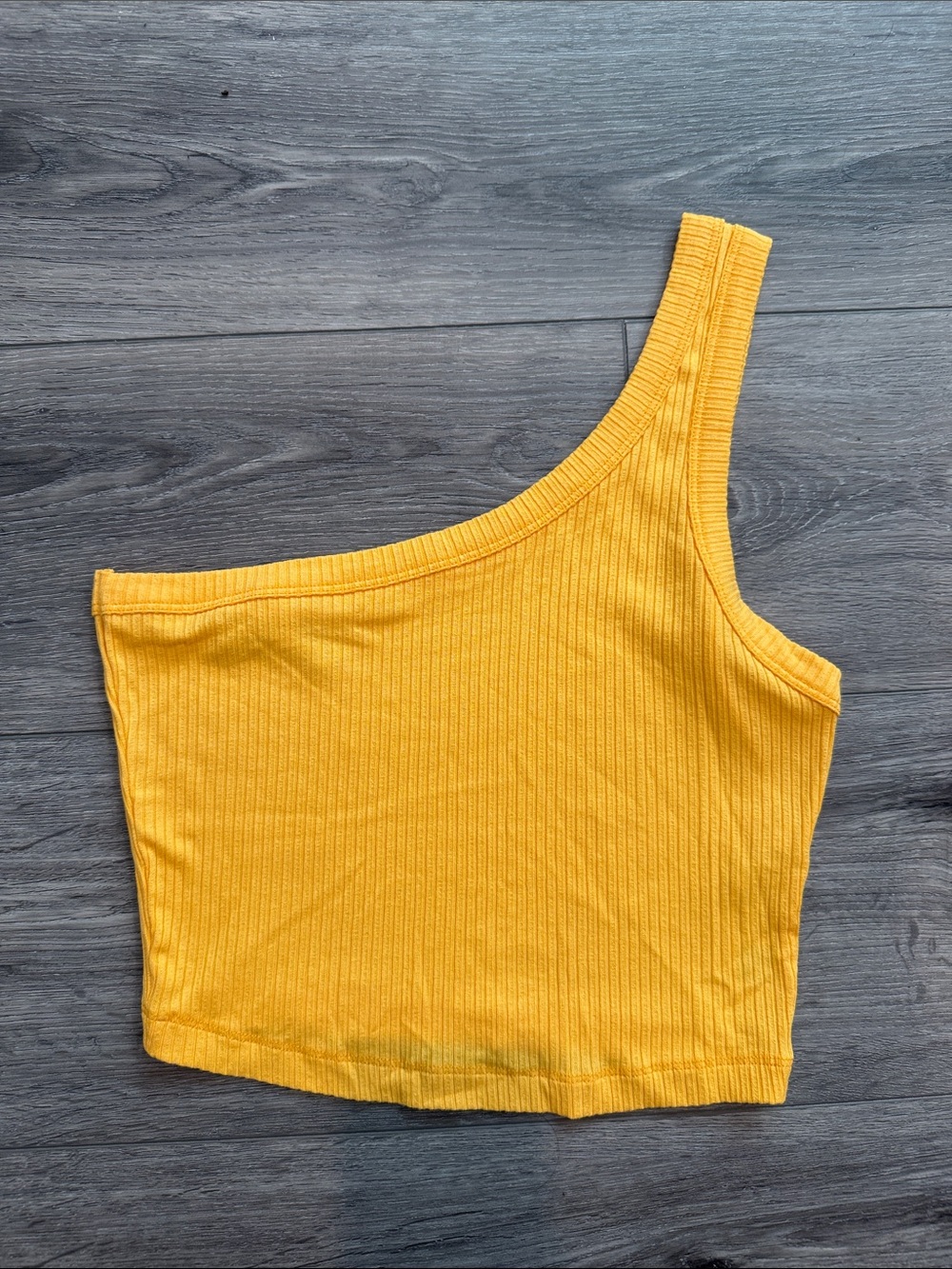 ASOS One-Shoulder Ribbed Crop Top in Yellow
